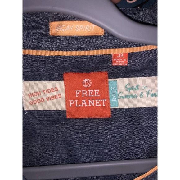 Free Planet Hawaiian Tropical Button Up Shirt Mens Size 3XL NWT Vacay Spirit - Picture 9 of 10